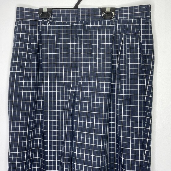 Classy Handock lightweight canvas window grids print navy trousers - Picture 2 of 9